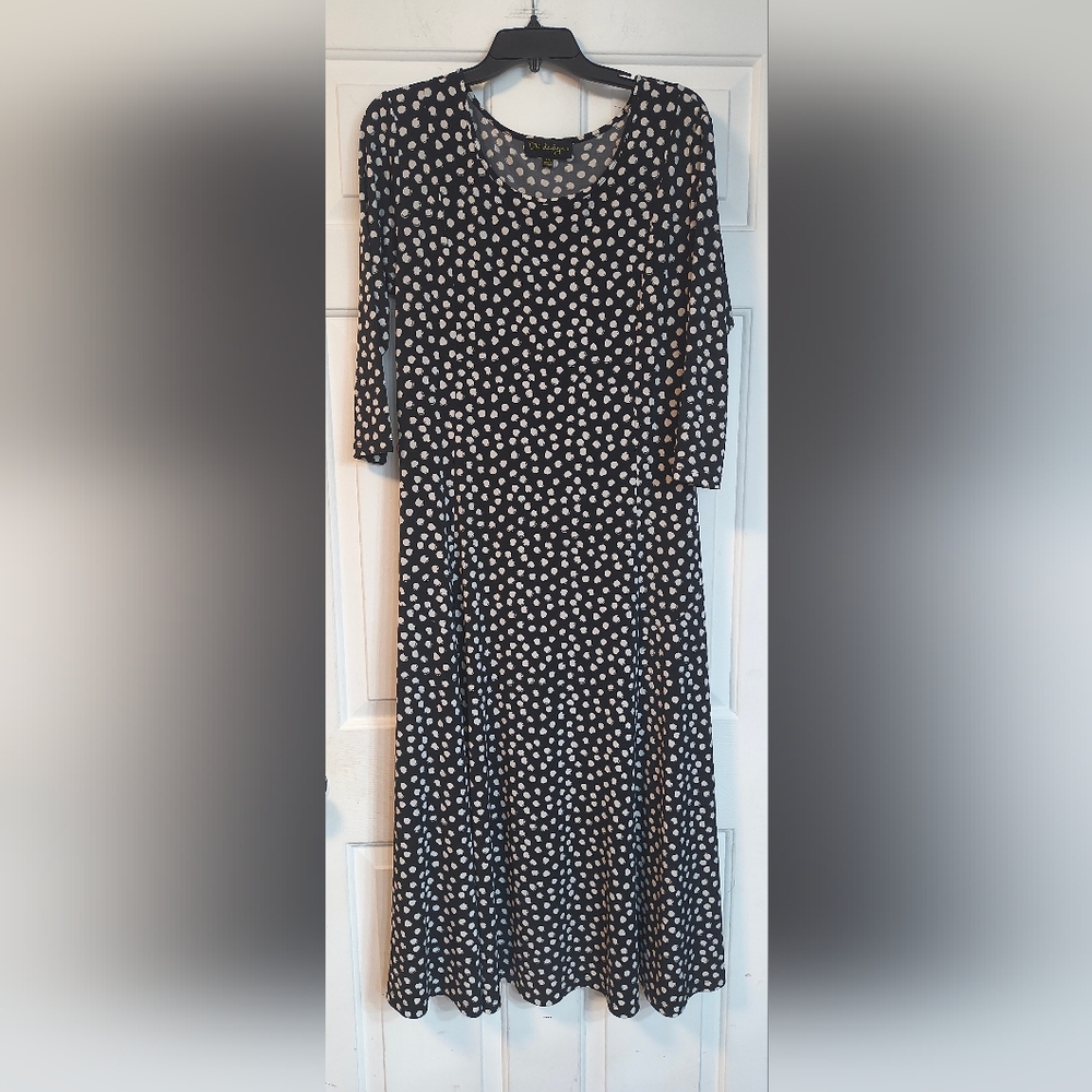 DN Design Casual Black White Polka Dot Dress Flowy Comfort 14